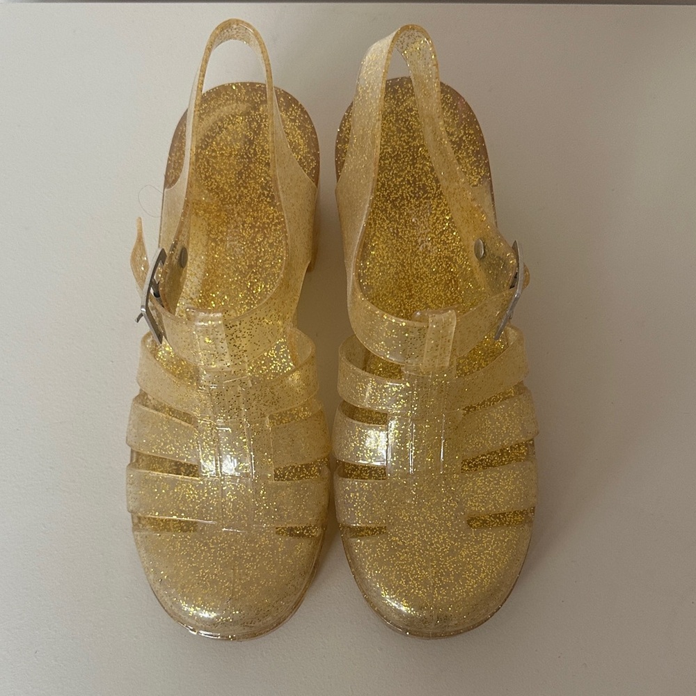 Glittery Gold Jelly Sandals